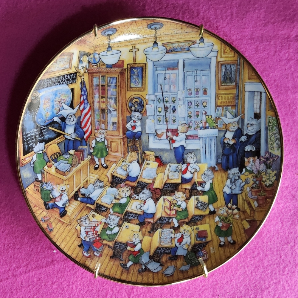 Franklin Mint collector plate Purr-ochial School